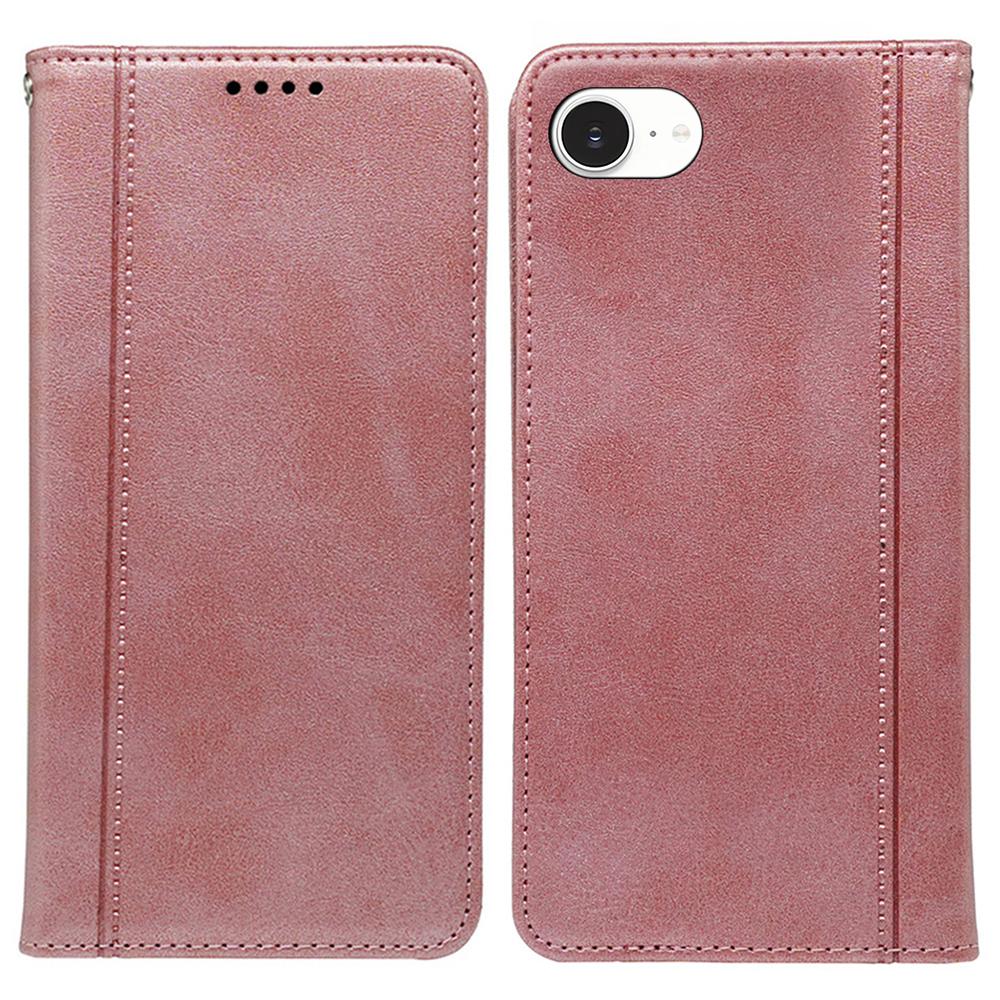 

Для чохла iPhone 16e Прихована магнітна застібка Шкіряний чохол з текстурою теляти Rose Gold