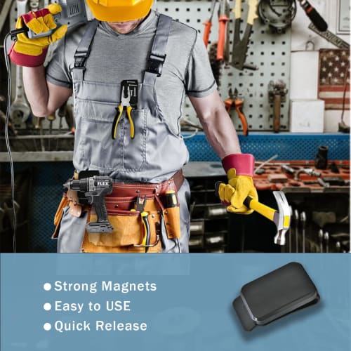 Bjsdkff Magnetic Tool Holder, Magnetic Belt Clip with Super Strong Neodymium Magnets, Leather Sleeve for Screws, Hammers, Sockets, Pliers, Drills, Wre