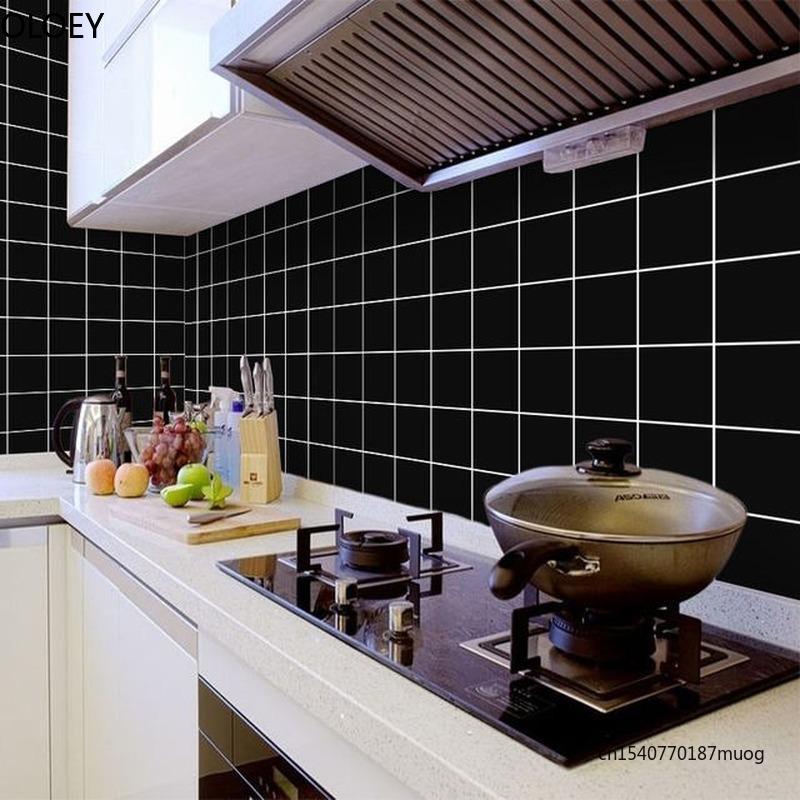 DIY Oil Proof Kitchen Furnitur Wall Stickers Self Adhesive Papel De Parede Bathroom Tile 3D Waterproof Vinyl Cabinet Wallpaper