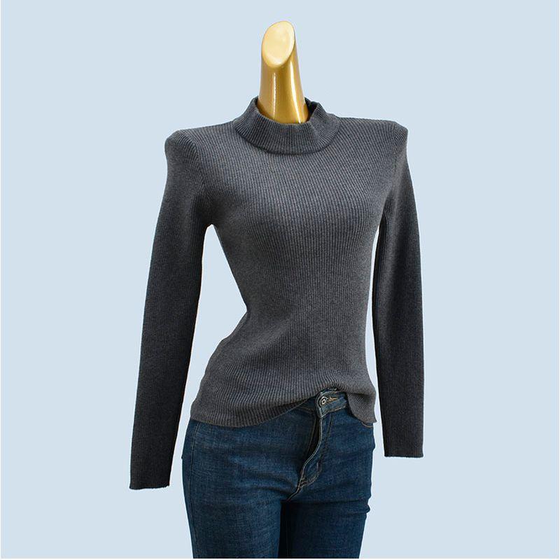 Soft Glutinous Knitted Half-high Collar Bottoming Shirt Sweater Women Autumn and Winter Simple Temperament Inner Wear Slim Fit Warm Long Sleeve Top