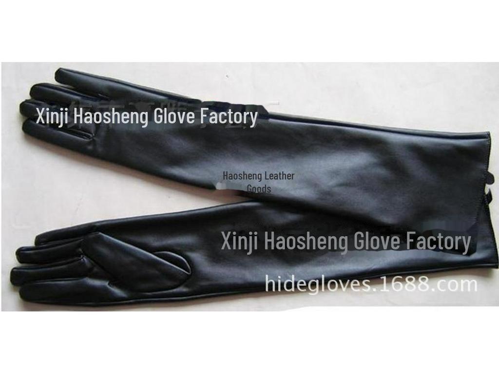 Women's 50CM Extra Long PU Leather Over-Elbow Gloves - Fashionable Imitation Leather Arm Covers