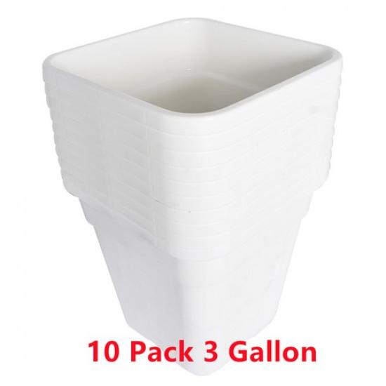 10 × 3-галлонных квадратных белых питомниковых горшков, пластиковых горшков для растений и цветов, перерабатываемых