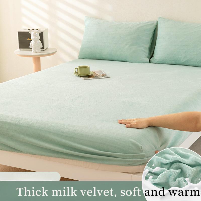 2025 Autumn/Winter New Single Milk Velvet Thickened Bed Sheet, Mattress Protective Cover, Coral Velvet Bed Shee