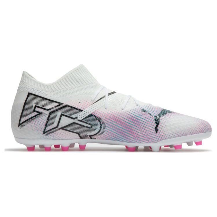 Puma Future 7 Ultimate 7 Pro Round Toe Lace-Up MG Soccer Shoes Men Soccer Shoes White Pink Black 107709-01