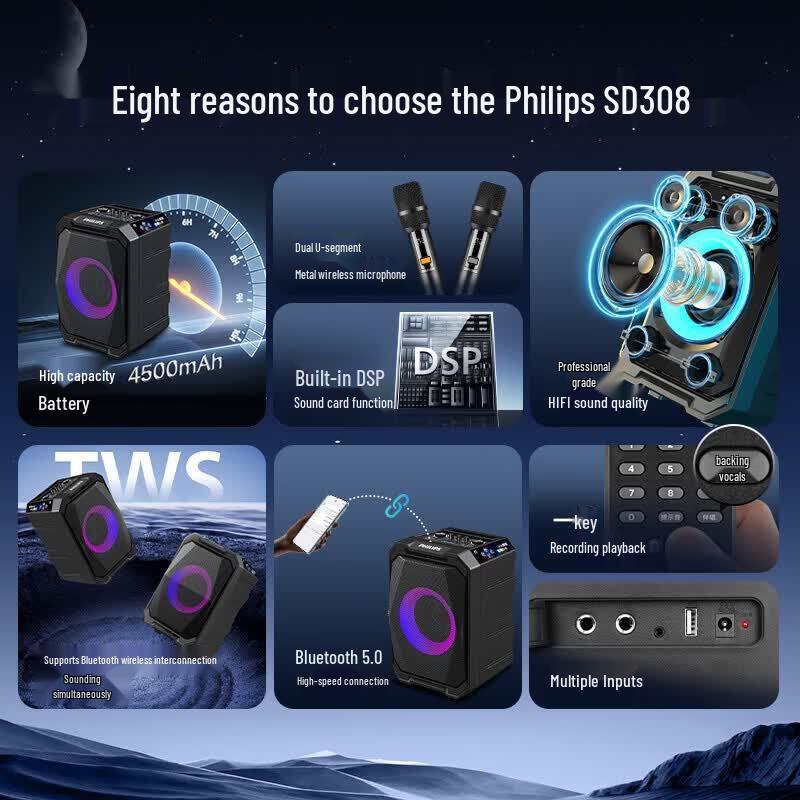 Philips SD308 Portable Bluetooth Trolley Speaker (CN Version)