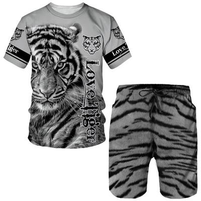 Summer Tiger King Men's T-Shirt/Shorts/Suit Cool Animal 3D Printed Short Sleeve Couple Outfit Sportswear Tracksuit Two Piece Set