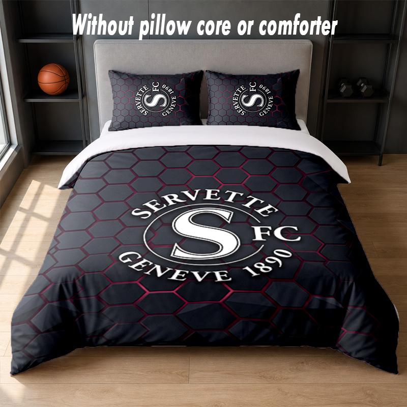 Servette FC Design Bed Bedding Set 1 Duvet Cover + 2 Pillowcases Soft Breathable Household Bed Linens