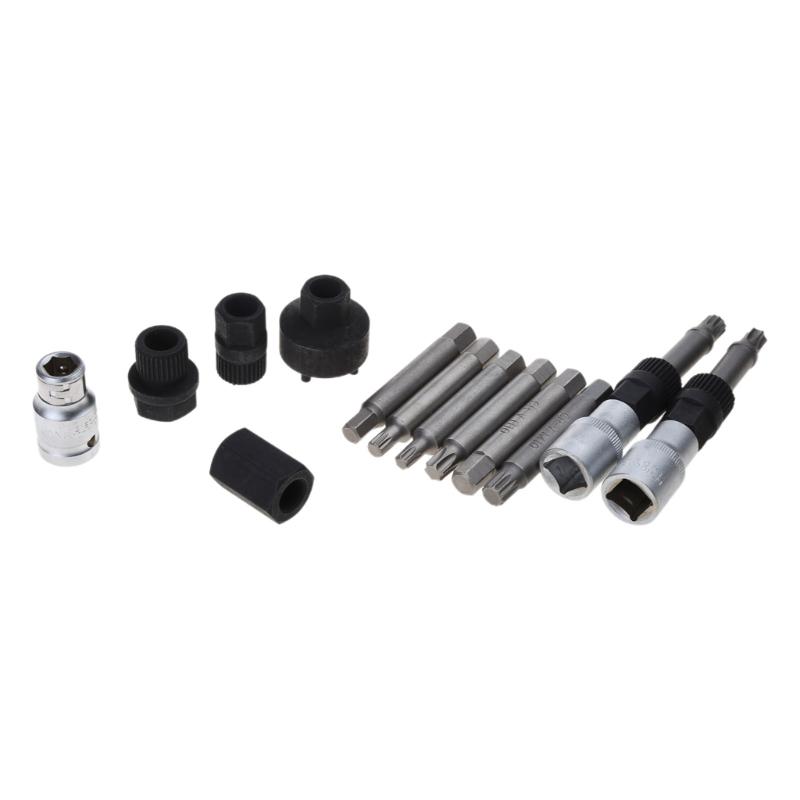 13 Pcs Alternator Engine Auto Tool Set Metal Alloy Alternator Pulley Removal Tool Fitting For Auto Vehicles