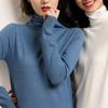 Turtleneck Knit Sweater Women's Fall and Winter Versatile Solid Color Pullover Lady Slim Base Simple Tops