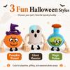 Halloween Squeaky Plush Dog Chew Toy, Pumpkin Ghost Potion Design with Cotton Rope Arms, Bite Resistant Tug Play Toy for Pets