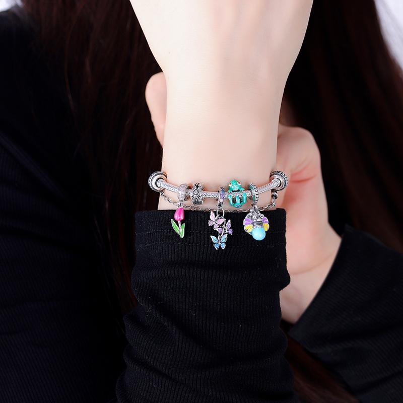 Flower Decorative Charms Bead Elements Authentic Genuine Copper Lotus Tulip Rose Carnation Pendant Piece Suitable For Bracelets Women Jewelry