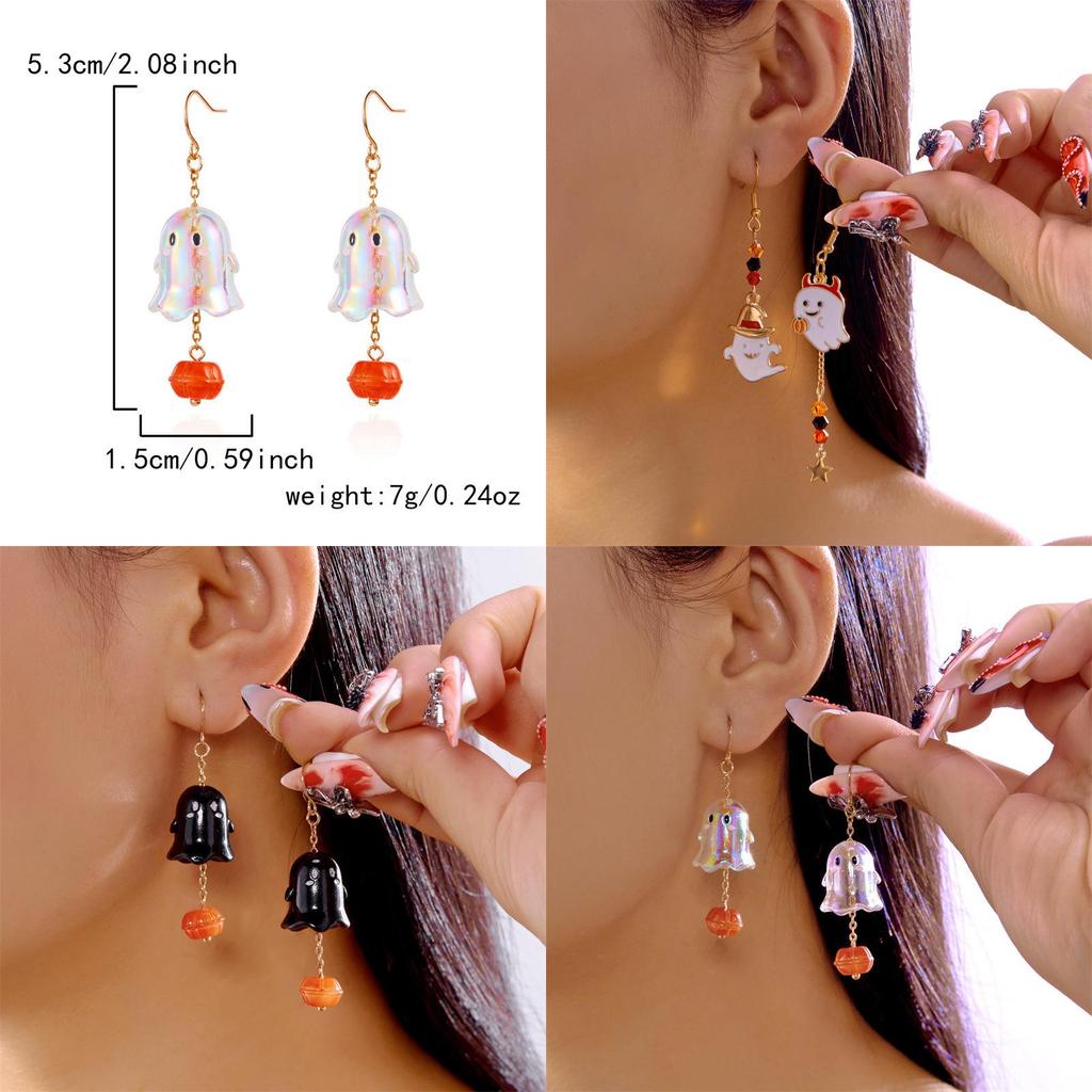 Halloween Pumpkin Ghost Earrings With Alloy Dangle For Parties And Cosplay