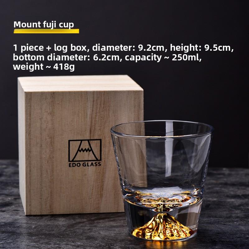 Japanese Fuji Mountain Glass Cup Set Heat Resistant Crystal Whiskey Glasses Gift Box for Couples