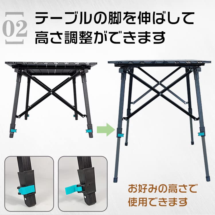 Alice in Miscellaneous Goods Klappbarer Outdoor-Tisch, stilvoll, Aluminium, Rolltop-Plattenbeine, höhenverstellbar, Picknick, niedriger Tisch, hoher Tisch, Camping [Artikel]