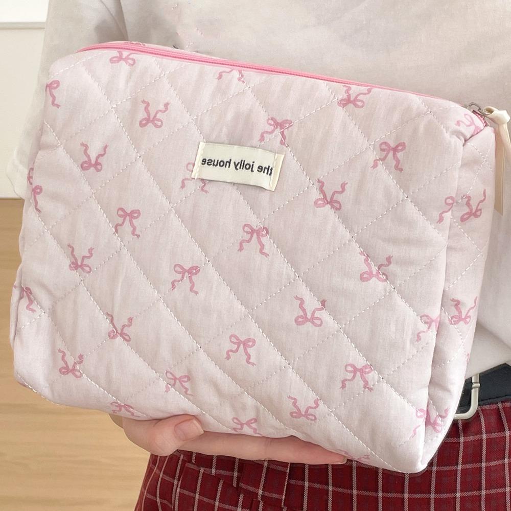

Cloth Bow Cosmetic Handbag Clutch Purse Skincare Storage Pocket Embroidered Makeup Bag Bathroom S