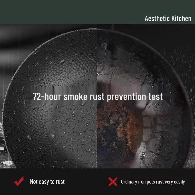 ZISIZ 32cm No-Seasoning Non-Stick Cast Iron Wok