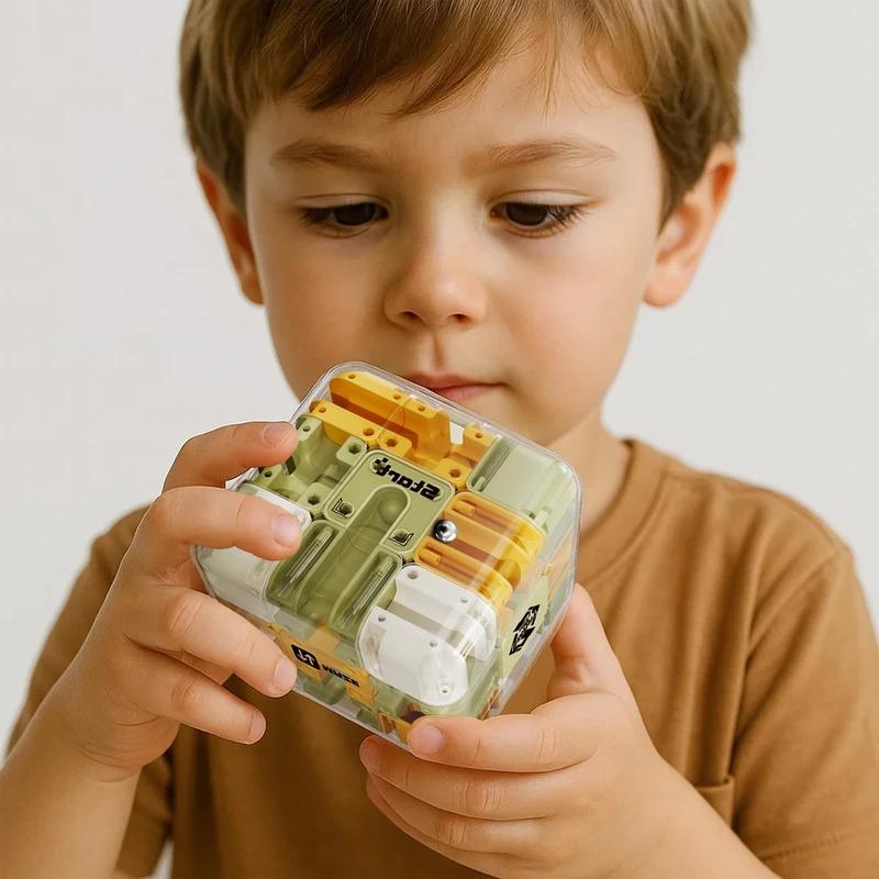 Cubo Magico Labirinto Trasparente a Sei Lati 3x3 Gioco Puzzle Labirinto 3D Puzzle Cubi di Velocità Giocattoli Labirinto Giocattoli Educativi per Bambi