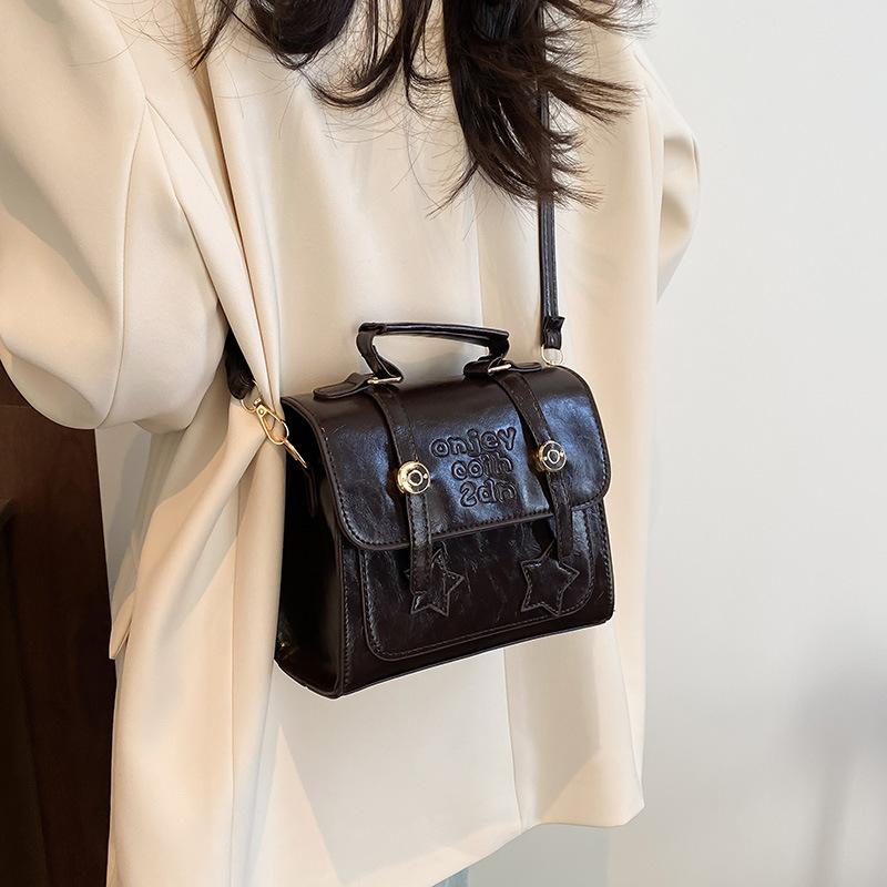 Retro Texture Portable Small Bag Women's 2025 Autumn and Winter Niche Women's Shoulder Messenger Bag Fashionable and Simple Small Square Bag