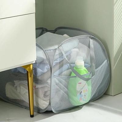 Portable Collapsible Dirty Clothes Hamper Mesh Ventilated Washing Basket Large Capacity Foldable Storage Baskets Laundry Room