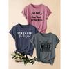 Mother's Day Gift 3 Pack Sun Letter Print Retro Women Round Neck Short Sleeve T Shirts Casual Sports Tops