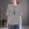 Striped Five-point Sleeve Mid-sleeved Bottom Shirt for Women New Summer Thin Top Fashionable Small Shirt Loose Half-sleeved T-shirt