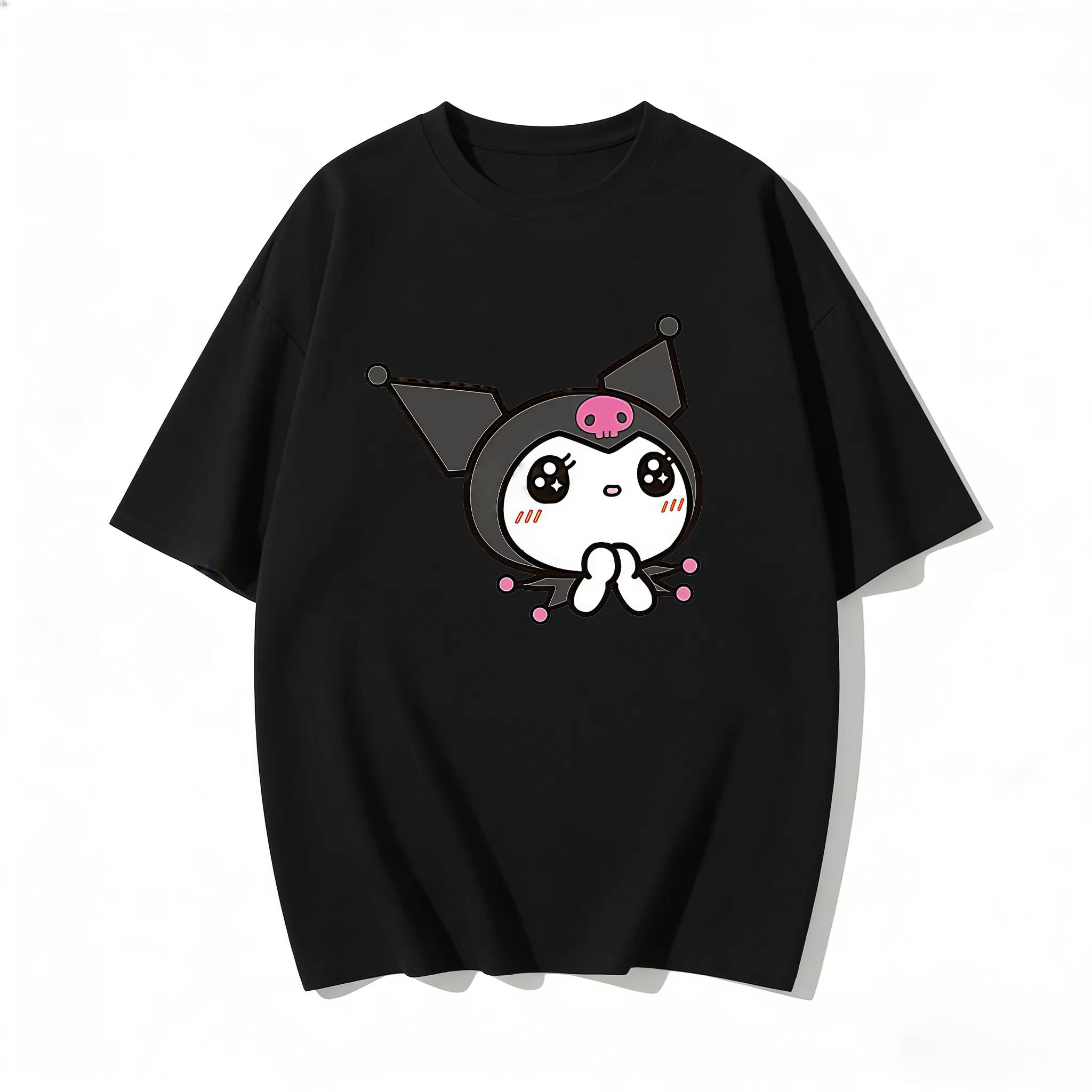 

2026 Kuromi Tee soft cotton short sleeve crew neck cute print lightweight summer top for Women daily casual wear S
