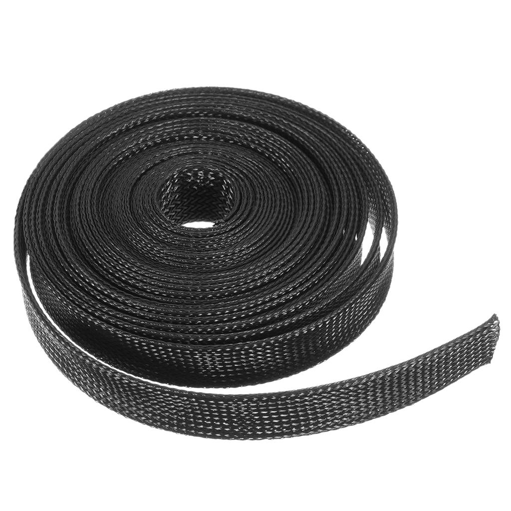 50 Ft Black Expandable Braided Cable Sleeving - 3/8 Inch Wire Loom Tubing For Organizing Cords