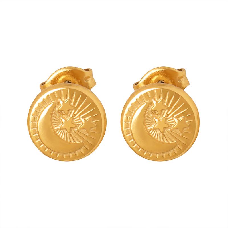 European & American Titanium Steel Star and Moon Earrings - Durable, Non-Fading, Stylish Jewelry