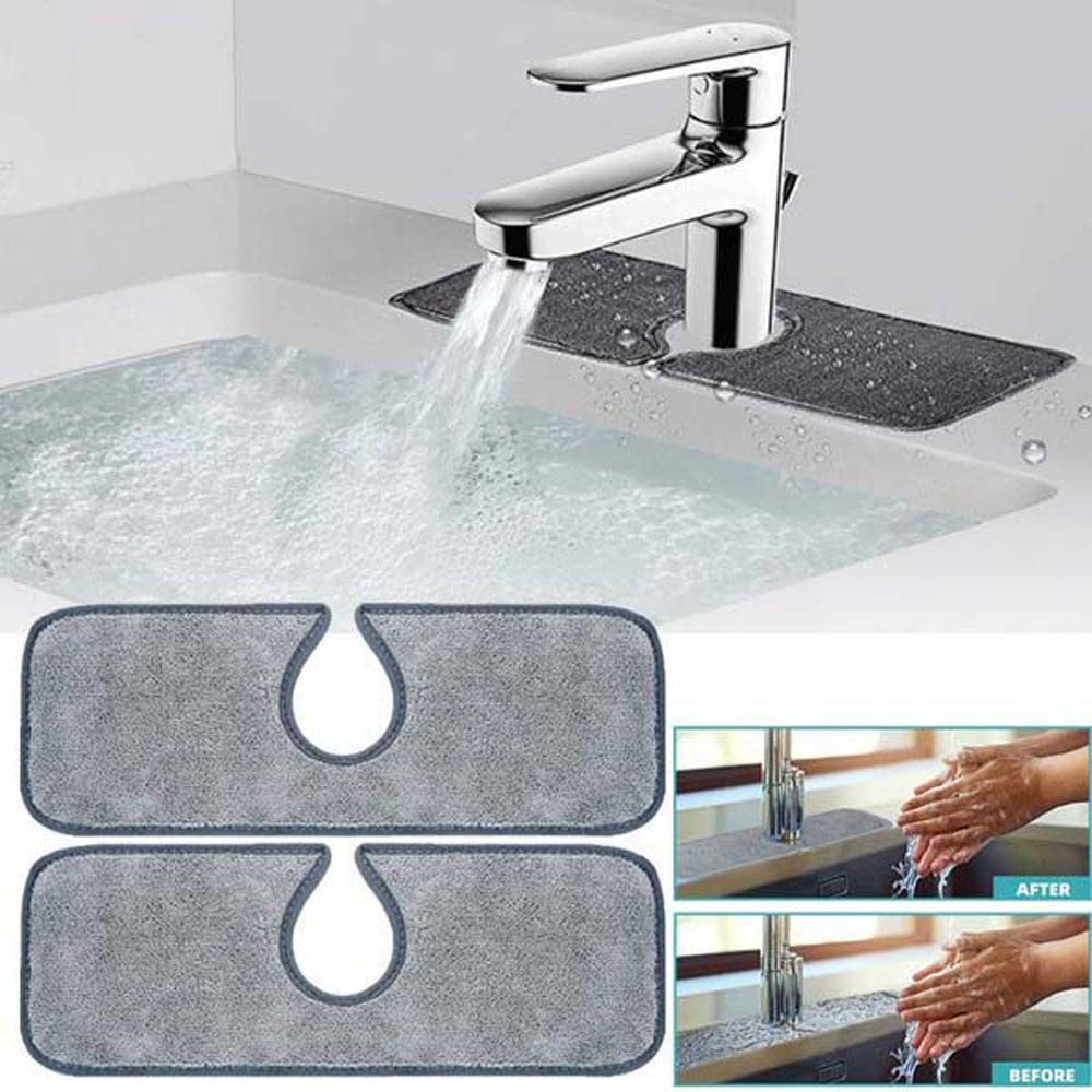 Bathroom Sink Microfiber Countertop Protector Faucet Absorbent Mat Water Drying Pad Splash Catcher