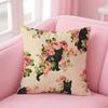 KKitty Flowers apples Kitty Cushion Cover Pillow Case Soft Friendly Fabric  Concealed Zipper
