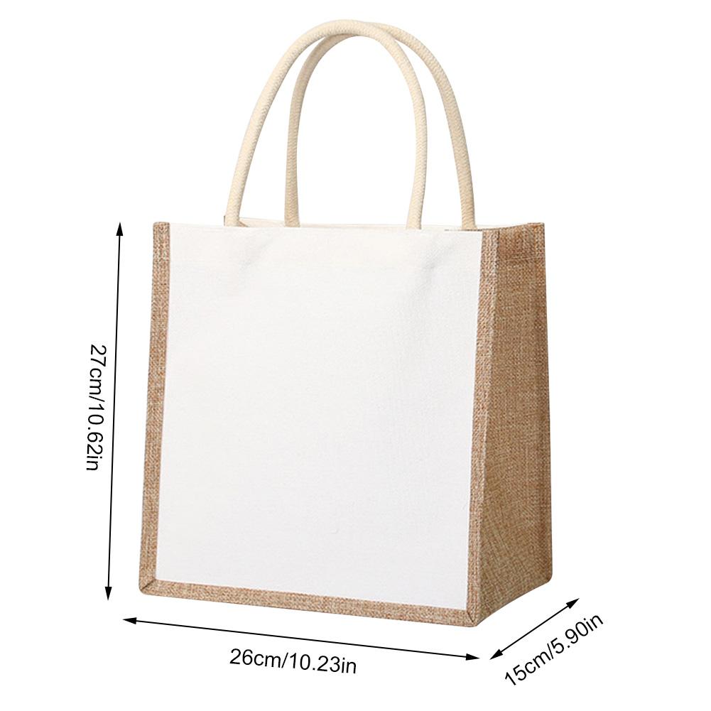 Burlap Jute Tote Shopping Bag Vintage Reusable Grocery Wedding Birthday Gift Bag Handmade Linen Bags Portable Ladies Handbags