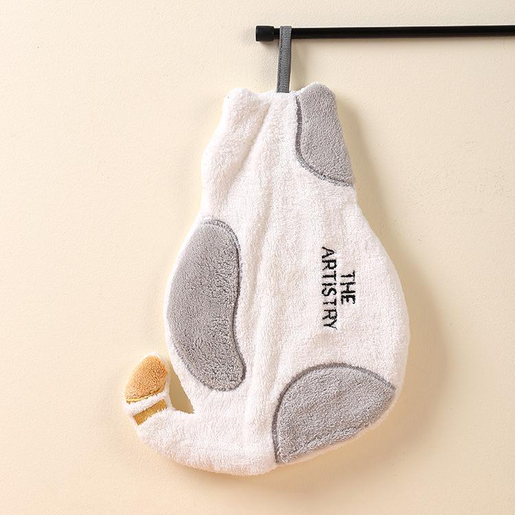 

Children s Cartoon Coral Fleece Cat Hand Towel - Absorbent for Home, Kitchen & Bathroom светло-серый