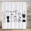 Funny Cartoon Animals Shower Curtains Cute Panda Owl Pet Cat Kids Bath Curtain Polyester Fabric Children Home Bathroom Decor Set