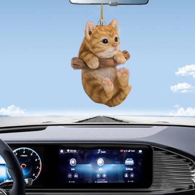 Yousheng 1/6Pcs Car Pendant Cat Design Acrylic Hanging Decoration with Lanyard Kitten Car Rearview Mirror Hanging Accessory