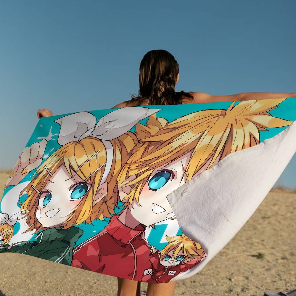 K-Kagamine-Len Microfiber Printed Beach Towel Mountain Climbing Yoga Beach Swimming Running Absorbent Soft Towel