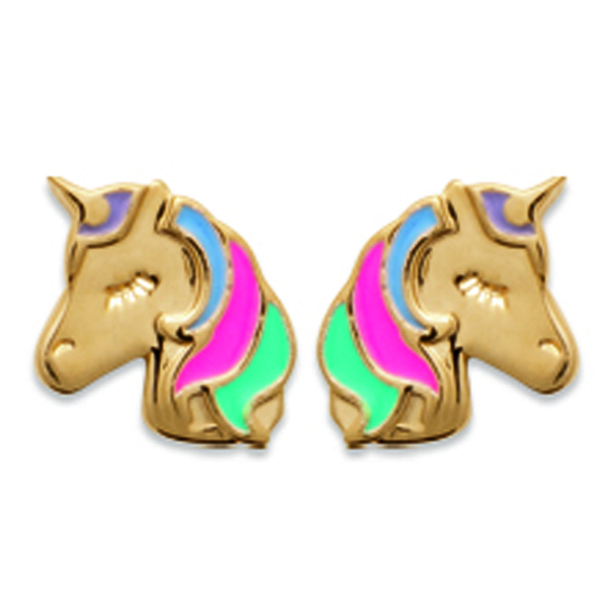

Les Trésors De Lily [R7466] - Позолоченные золотые разноцветные серьги Unicorn My Unicorn - 8x8 мм