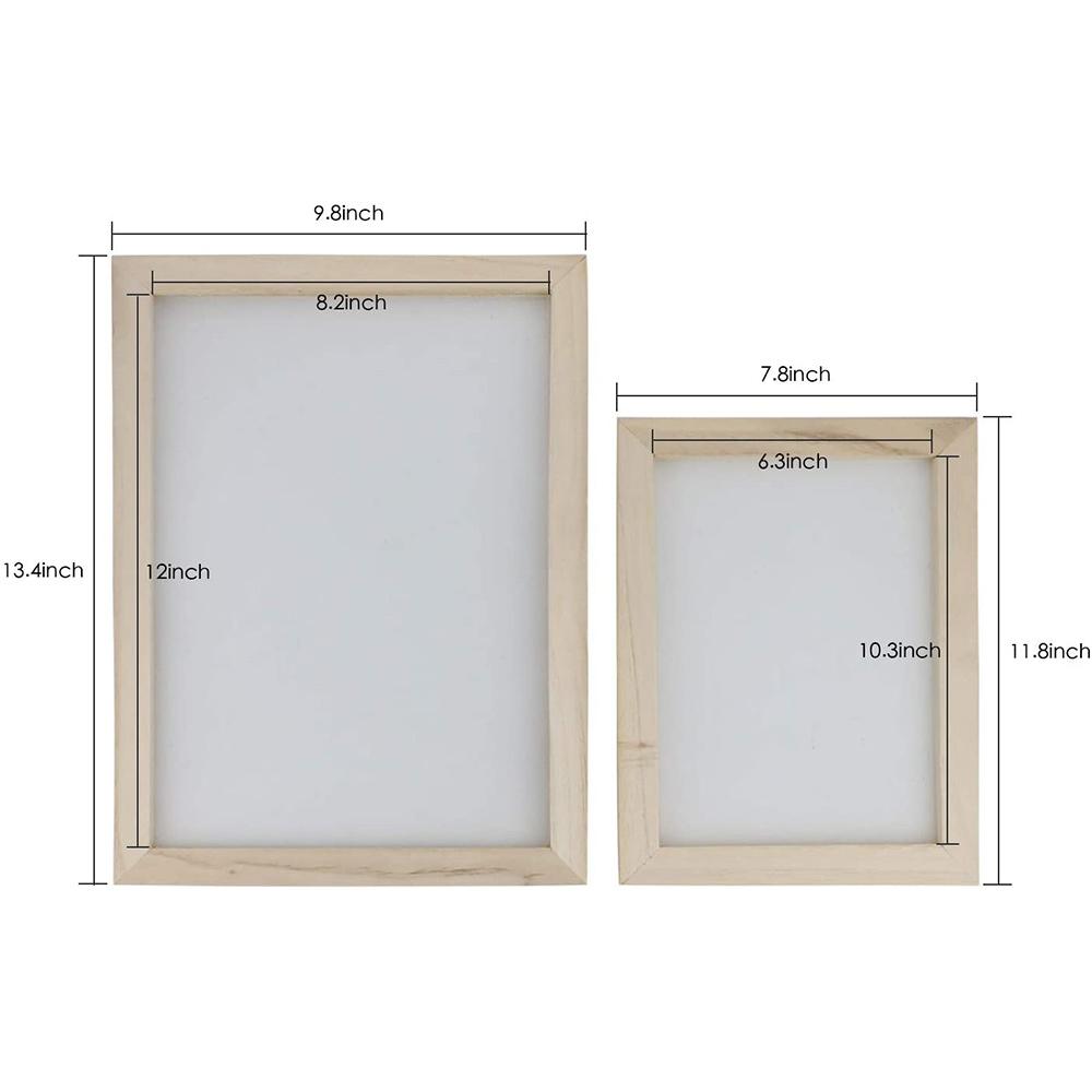 Fresh 4 Pack Wooden Paper Making Mould Frame, Screen Printing Frame For DIY Paper Craft And Dried Flower Handcraft, 2 Size