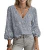 Women's Casual Three-dimensional Printed Lace Long-sleeved Pullover Top