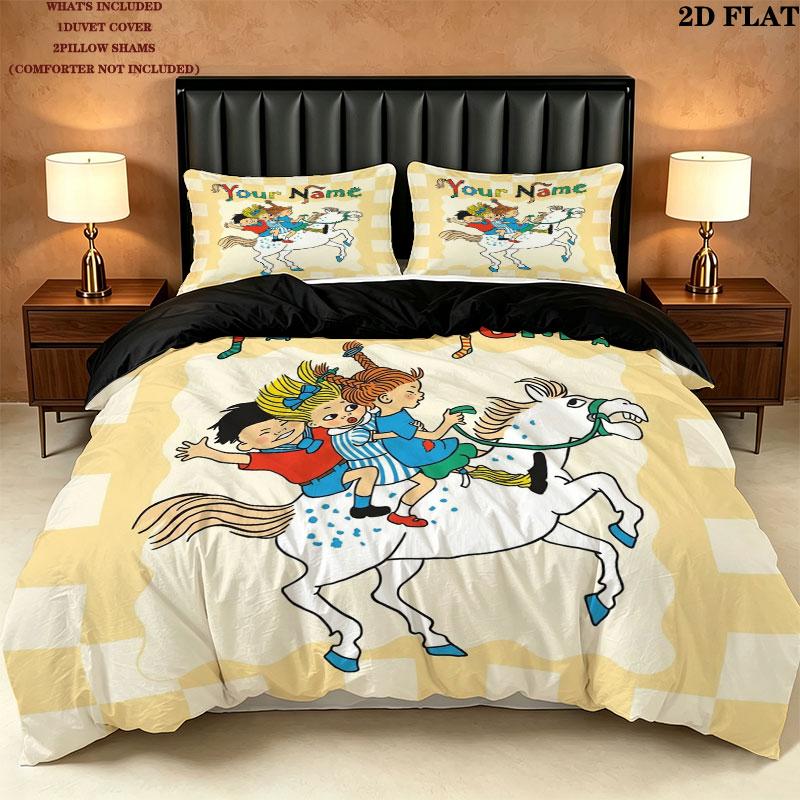 Springtime Fantasy Custom Name Pattern Bedding Quilt Set Quilt Cover Pillowcase Home Gift(1 * duvet cover + 2 * pillowcase, without core)