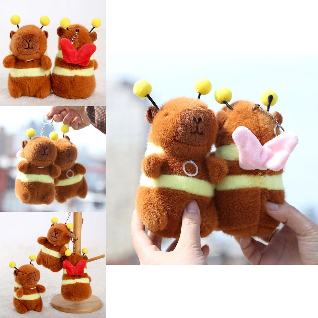 Cute Bee Capybara Plush Keychain With Vibrating Wings For Kids And Collectors