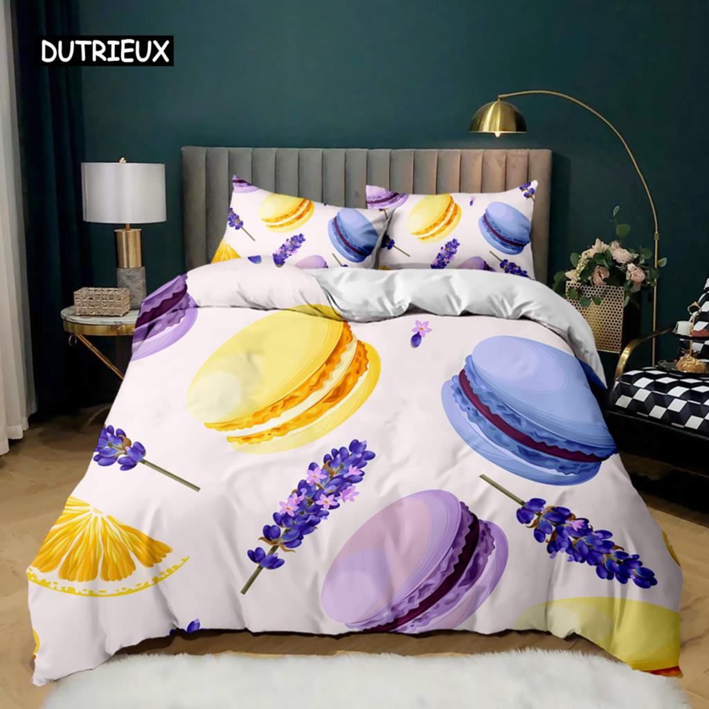 Munk Påslakan Färgglad Tie Dye Quiltöverdrag för Barn Gåva Flickig Söt Sötfärgad Dessertmat Polyester Sängklädesset