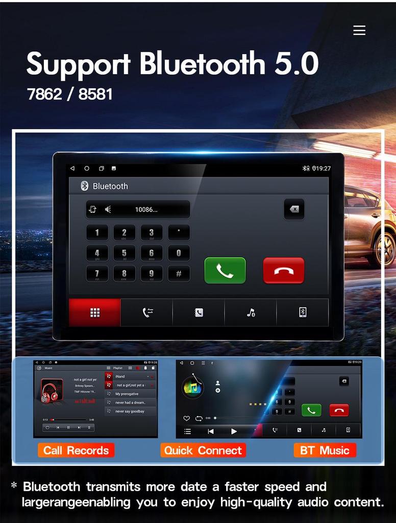 13" Rotating Single/Double Din Android Touchscreen Car Head Unit with Navigation & Backup Camera