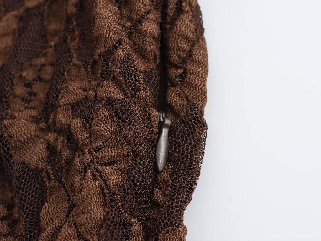 2024 Autumn Women's European & American Style Lace Long Sleeve Maxi Dress