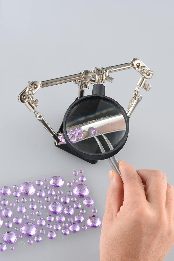 Goot Work Helper Glass Lens 60mm Diameter 2x Magnification Clip Cover ST-94 Silver Black
