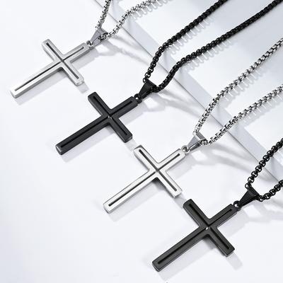 Simple Titanium Steel Cross Necklace ,Neutral And Cool Style ,Niche Personality Pendant ,Versatile Sweater Chain