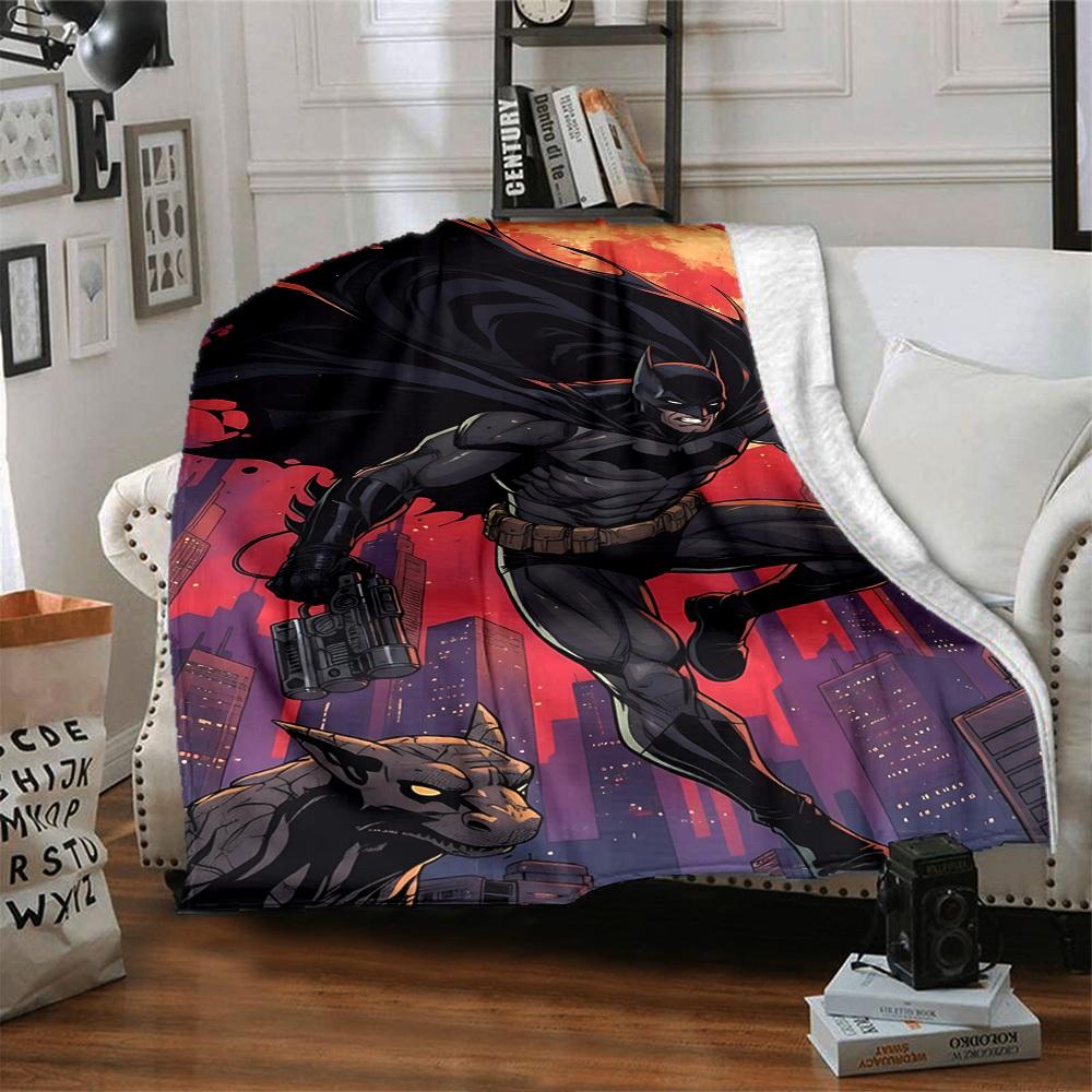 1pc Batman Night Cityscape Flannel Blanket Soft Warm Throw for Home, Office, Travel, All-Season Cozy Bedding GiftL1287