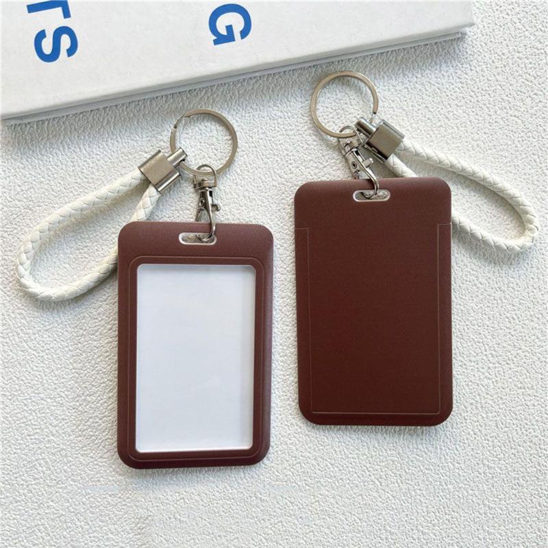 Multicolor Matte Plastic Id Card Holder Wrist Lanyard Scratch Resistant Shell For Students Office Workers Access Cards