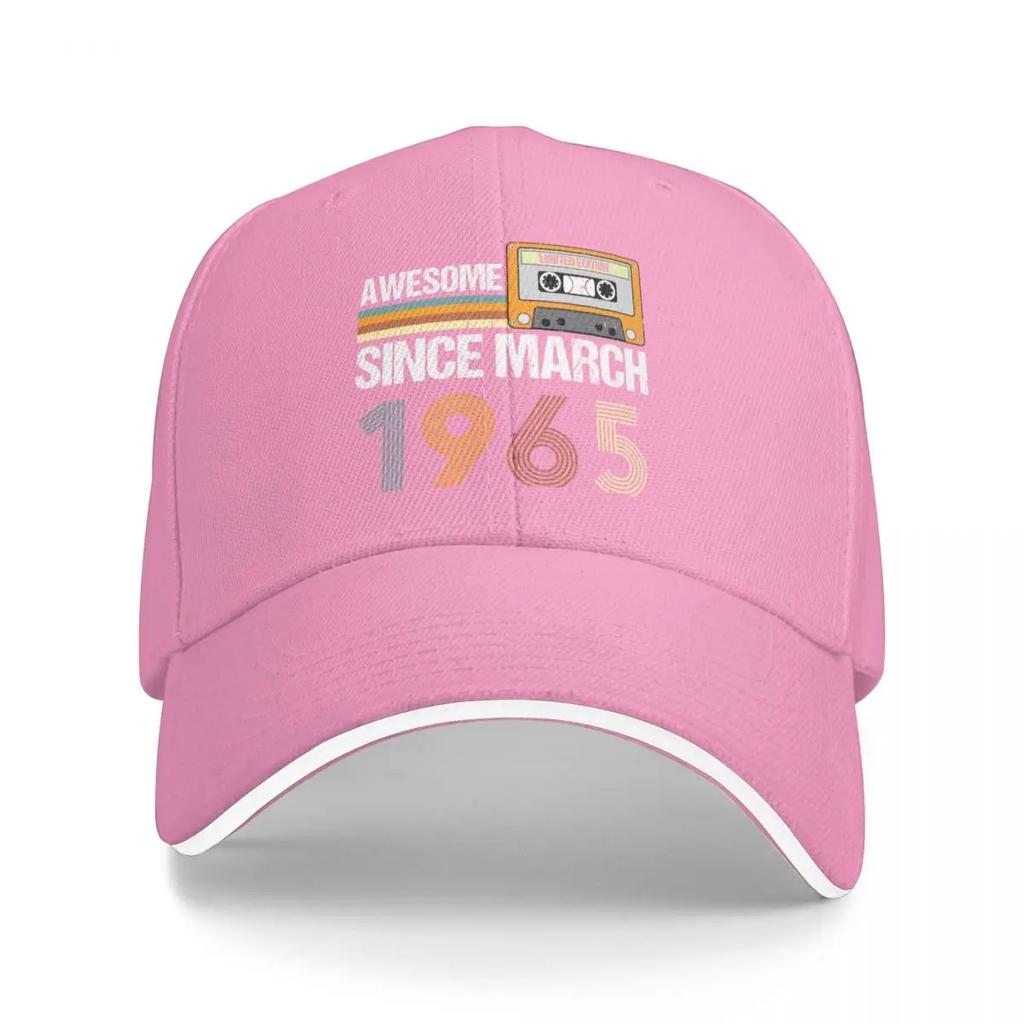 Awesome Since March 1965 58th Birthday Gifts 58 Years Old Gifts Baseball Cap tea Hat Vintage Elegant Women's Hats Men's