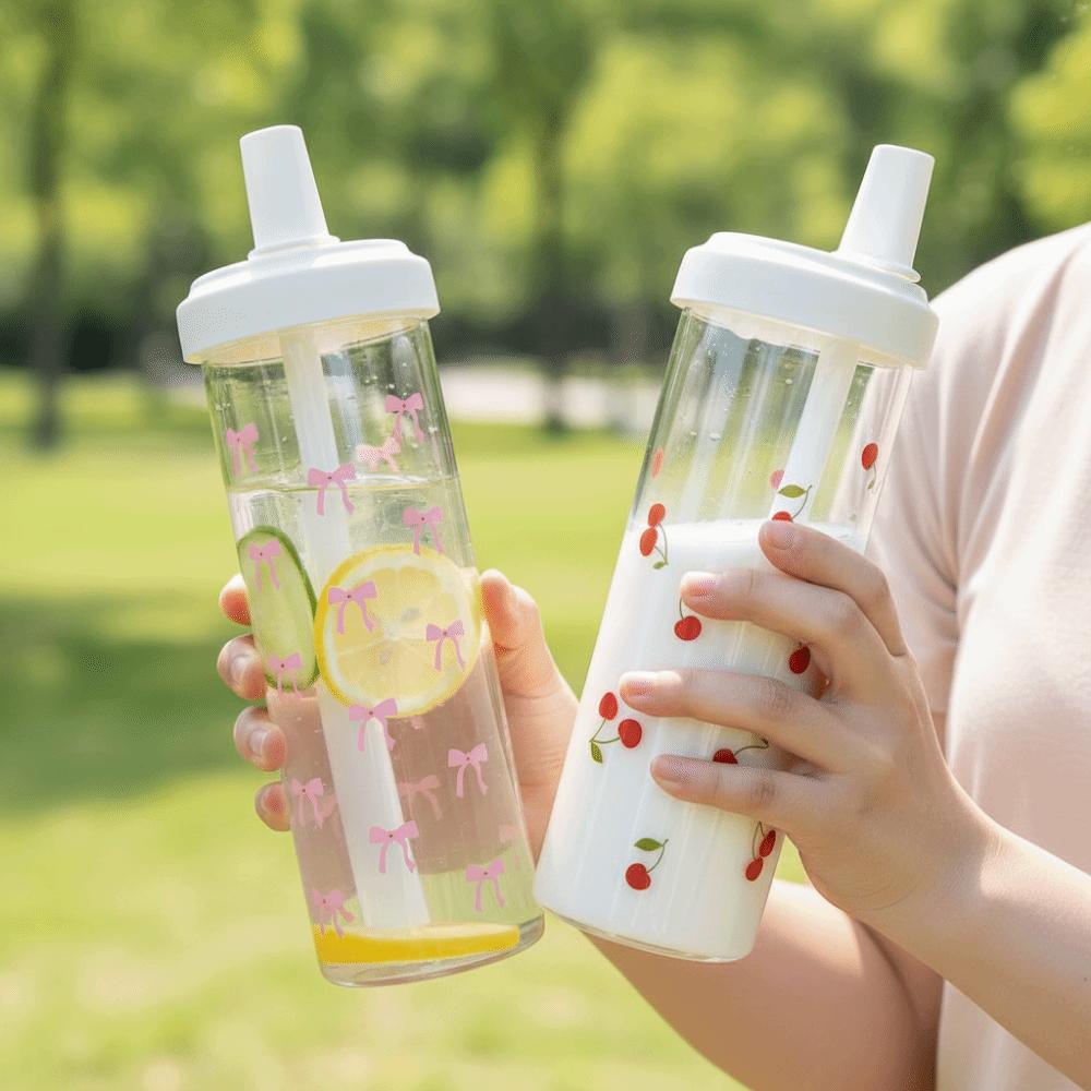 700ml Milk Plastic Cup with Lid Straw Leakproof Water Straw Bottles Fall Prevention Dustproof Large Capacity Water Bottle