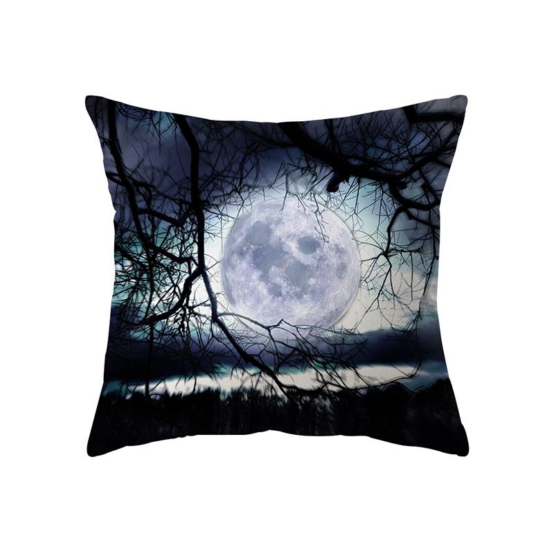 Horror Halloween Bat Pumpkin Print Pattern Cushion Cover Home Living Room Sofa Decoration Polyester Pillow Pillow Cover